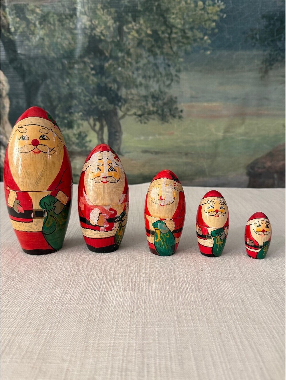 Red Santa nesting dolls set